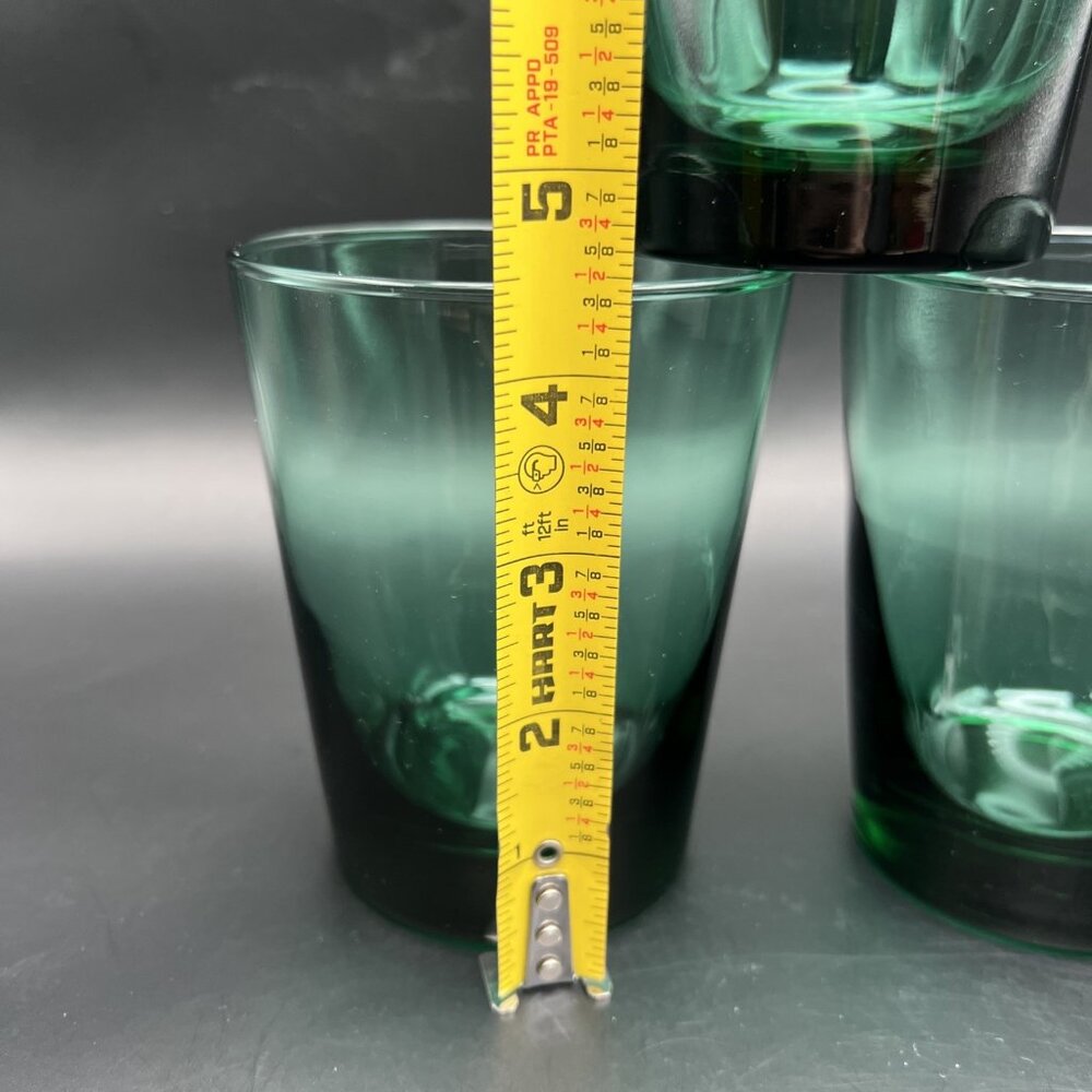 Libbey Juniper Green Glass Tumblers Set of 3 Heavy Glasses VTG Stackable - Picture 2 of 12